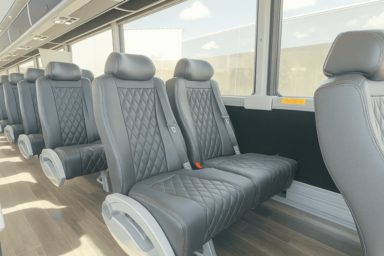 interior of Bus Rental Company Erie charter bus